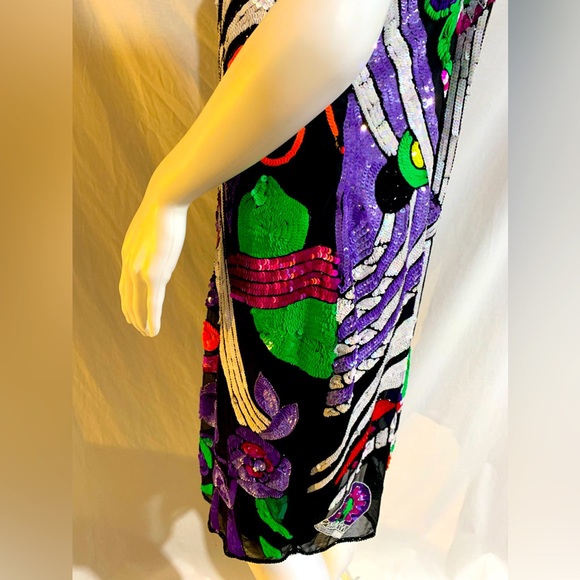 RARE vintage Rockstar Guitar beaded, sequined slip dress, size 12, VGUC - Picture 4 of 13